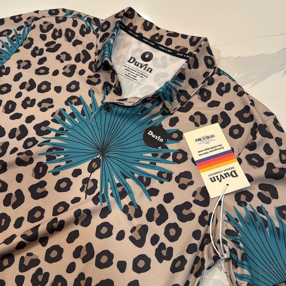 Duvin Leopard Golf Polo M- NWT
